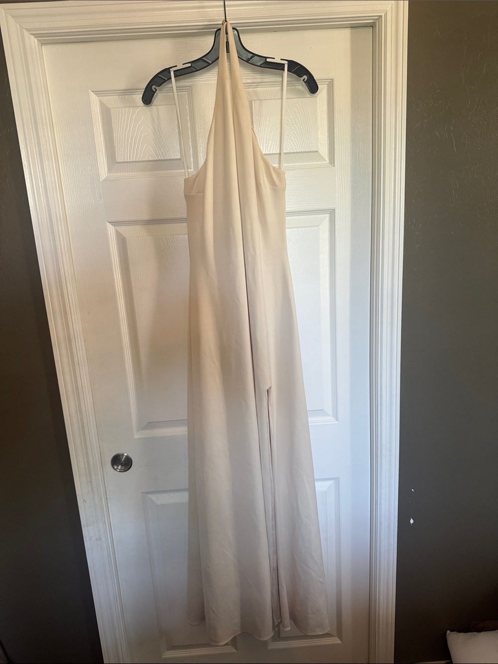 Halston Heritage One-Shoulder Maxi Dress in Soft Cream
